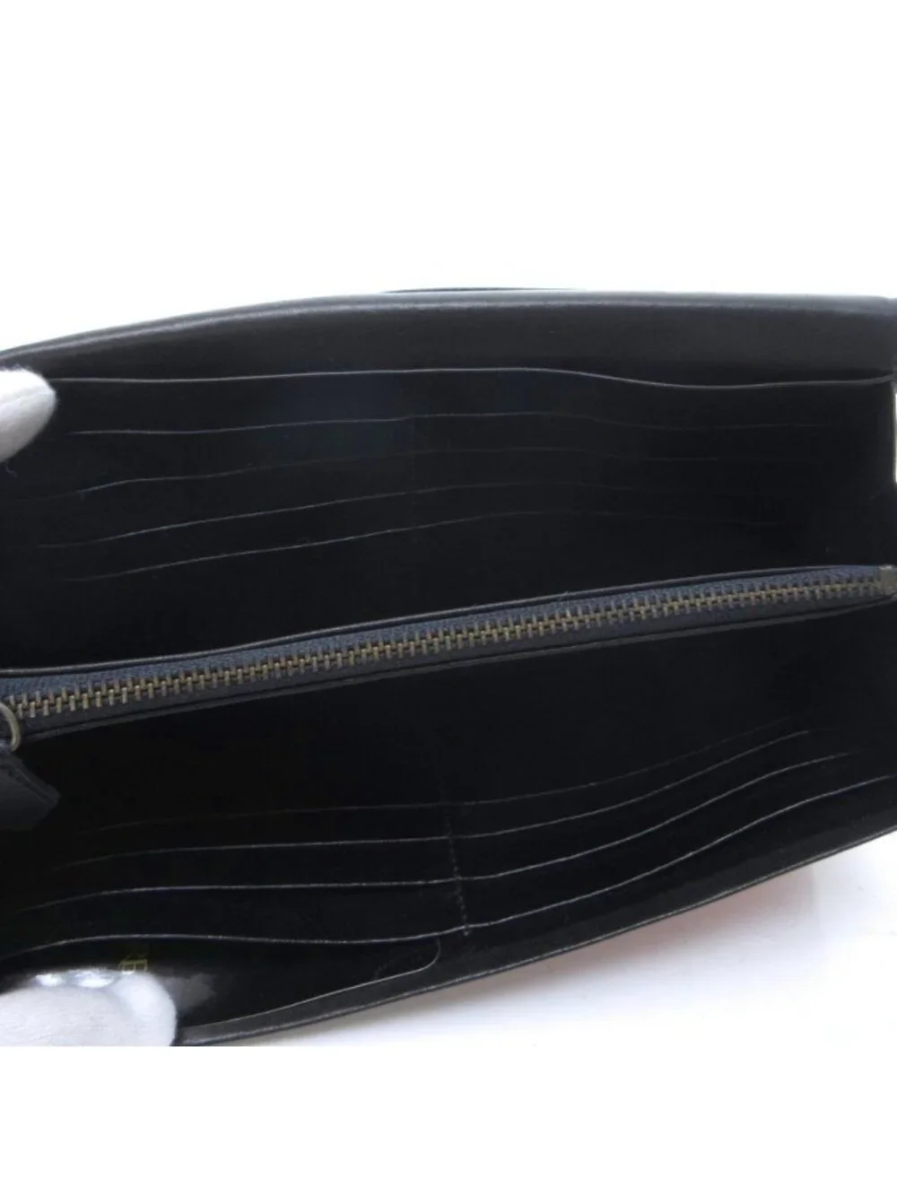 Saint Laurent Wallet Leather Red Logo Button Closure HW WY